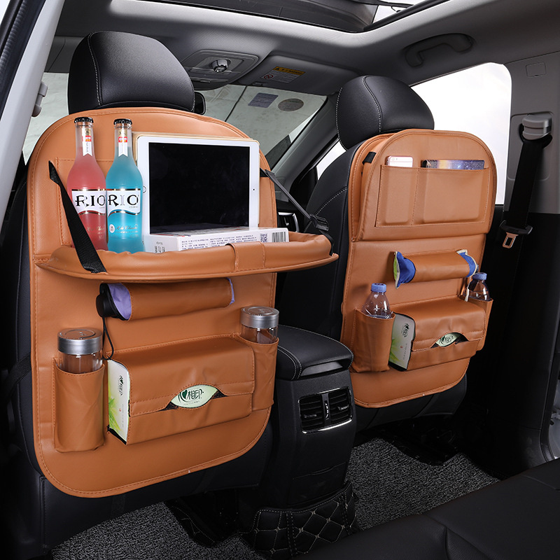 CAR SEAT STORAGE ORGANIZER COMPUTER CUP HOLDER WITH FOLDABLE TABLE TRAY POCKET