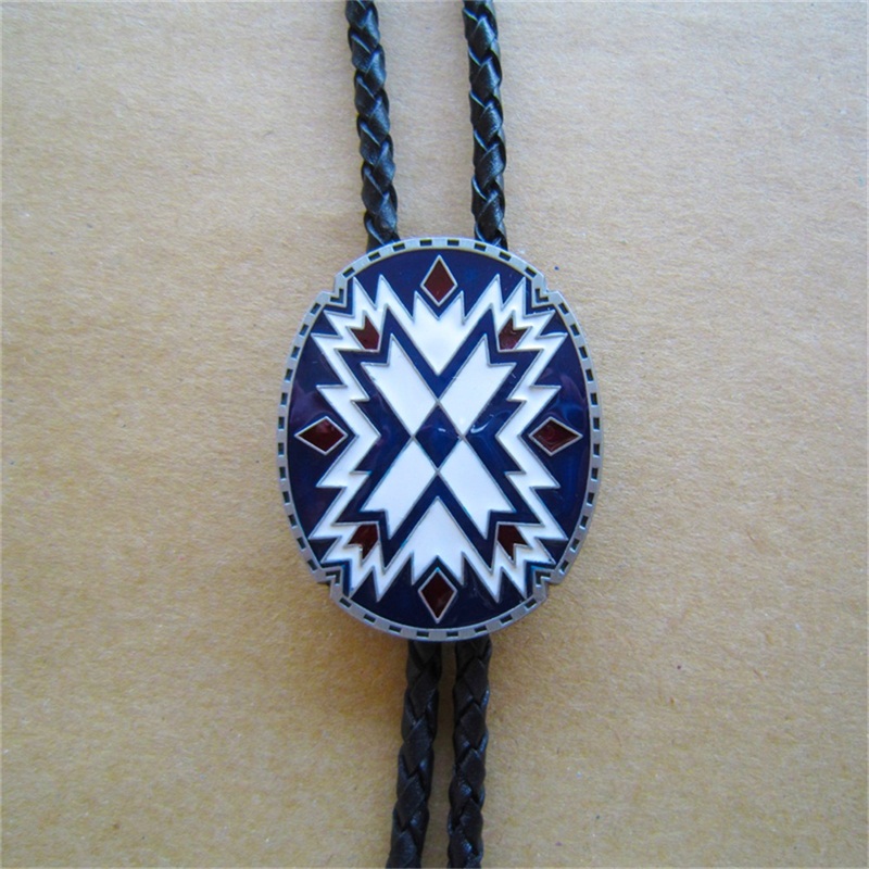 American Southwest Pattern Totem Oval Wedding Bolo Tie also Stock in US