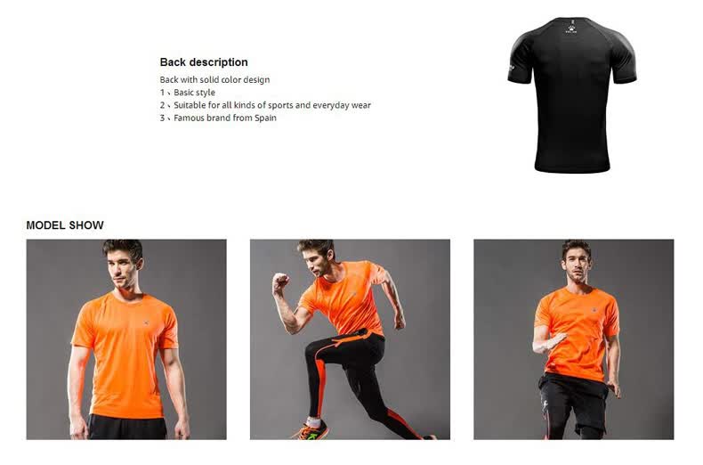 KELME Mens Running Quick Drying Short Sleeve T-Shirt Black Athletic Mens Breathable Workout/ Shirts