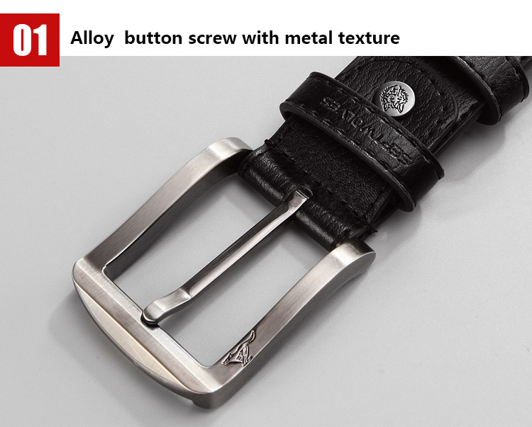 New Men/'s Business Leisure Belts Septwolves Black Leather Belt Size 28/"-45/"