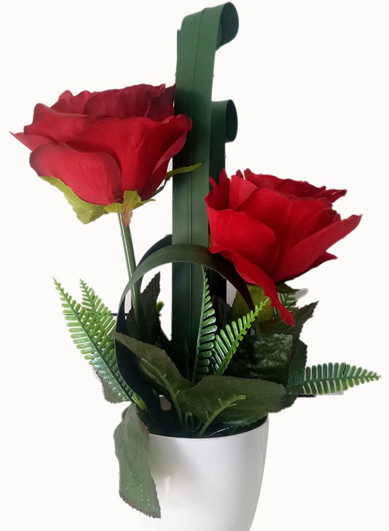 Shop Artificial Roses Flowers Pot Decor 2 Heads Home Arrangement