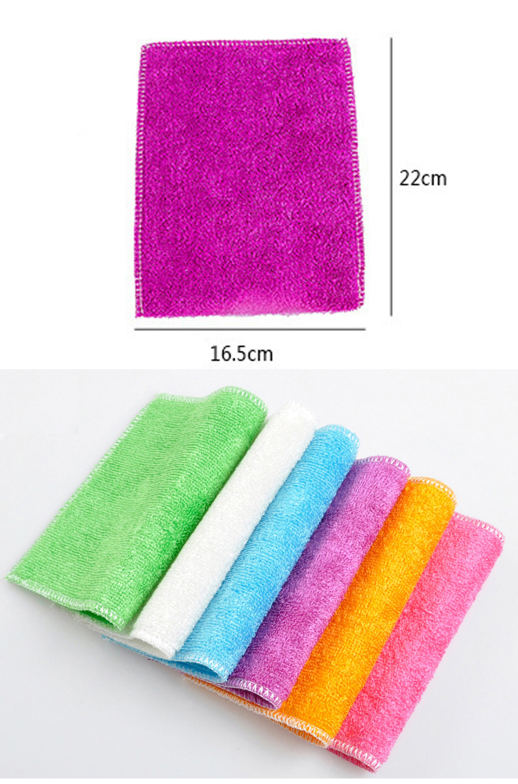 Bamboo Fiber Anti-grease Dish Cloth Scouring Pad Cleaning Rags Washing Towel