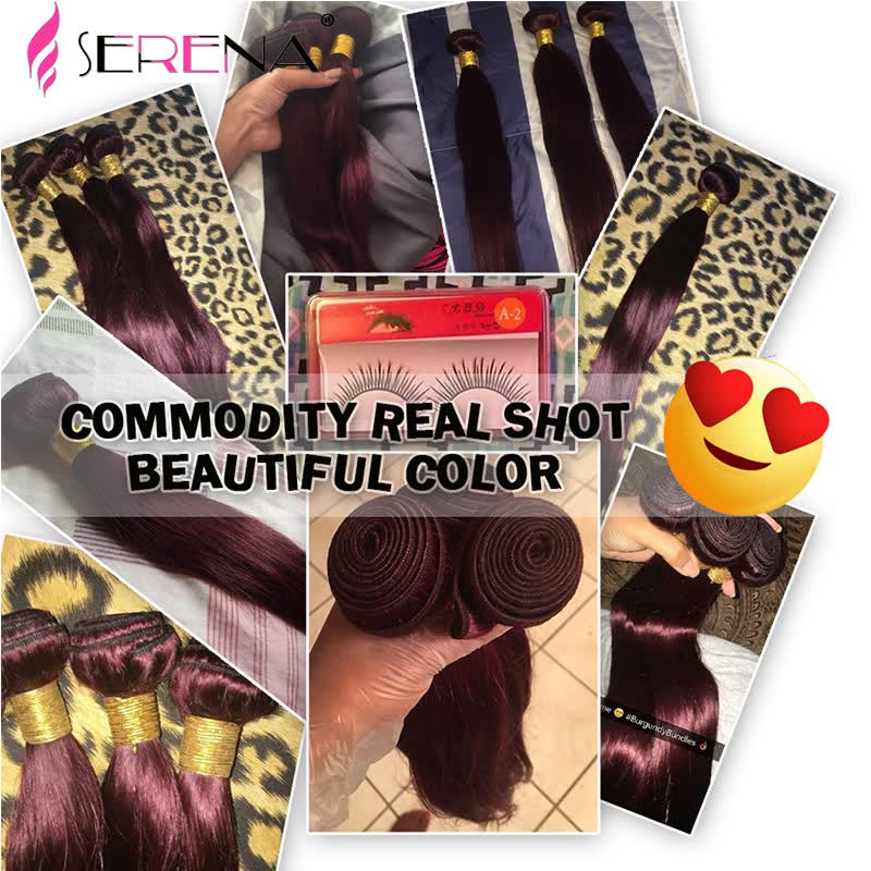 Shop Peruvian Virgin Hair With Closure 3 Bundles Straight Red Wine