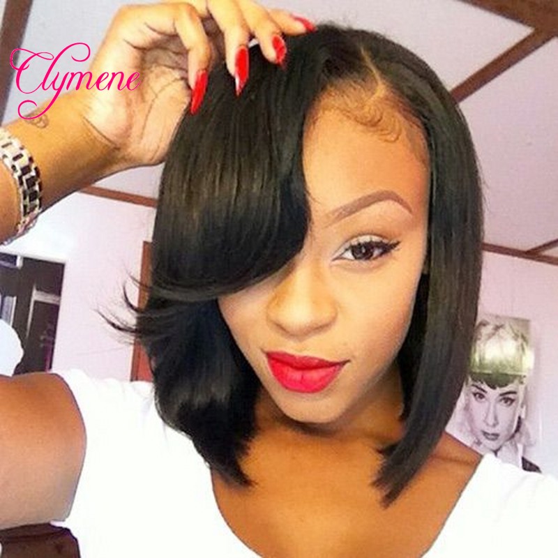Shop Clymene Hair Bob Short Human Hair Lace Front Wigs With Side