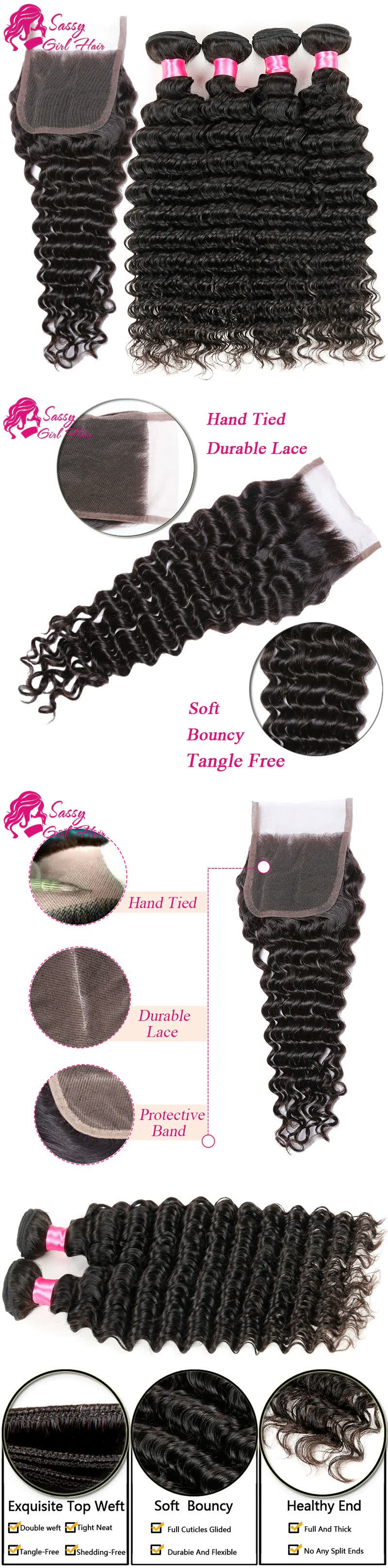 Shop Malaysian Deep Curly Virgin Hair With Closure Hair Bundle