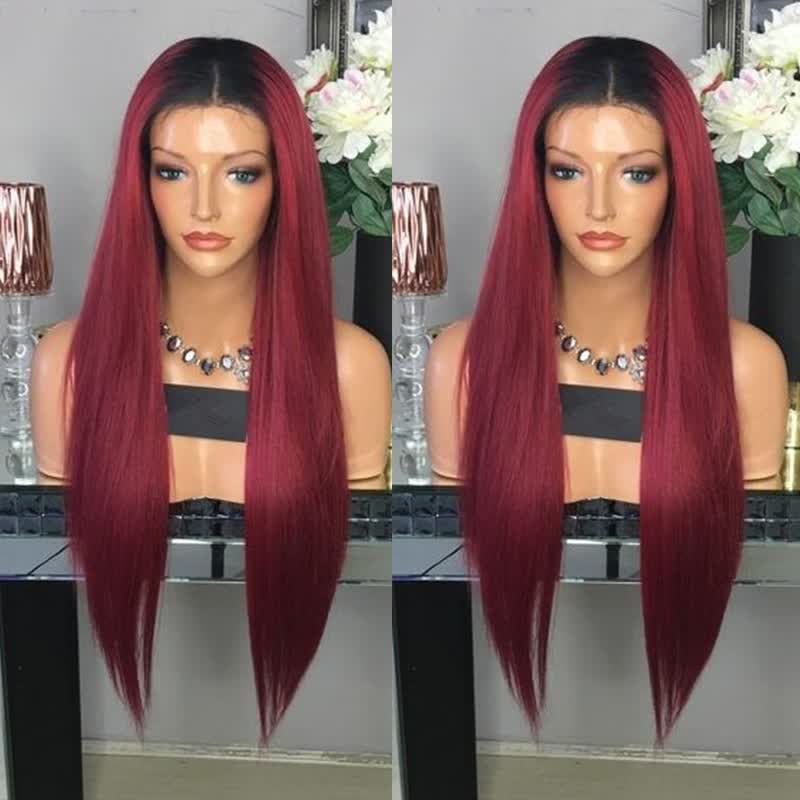 Shop Cheap 130 Density 24inch Ombre Red Brazilian Human Hair