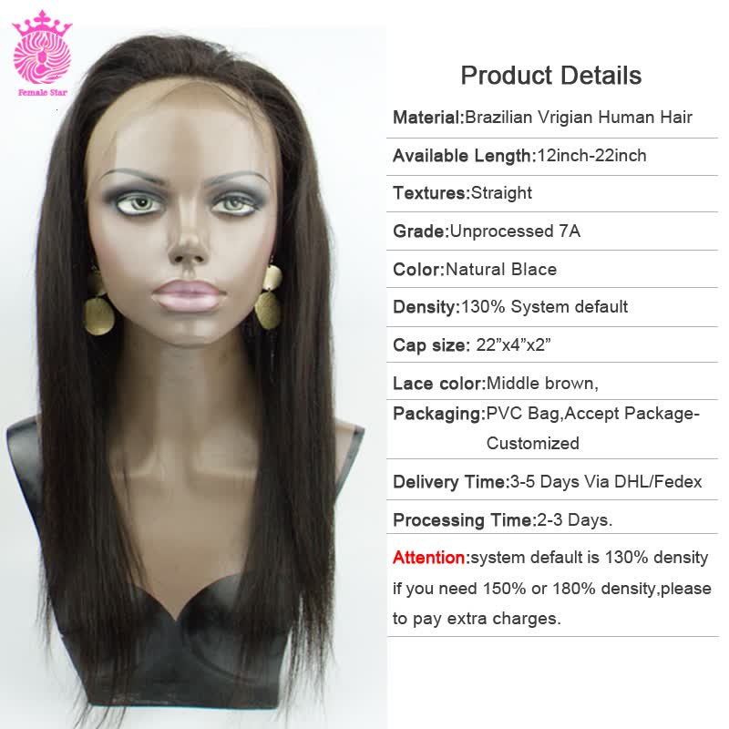 Shop Female Star Hair 360 Lace Frontal Straight Human Hair Free