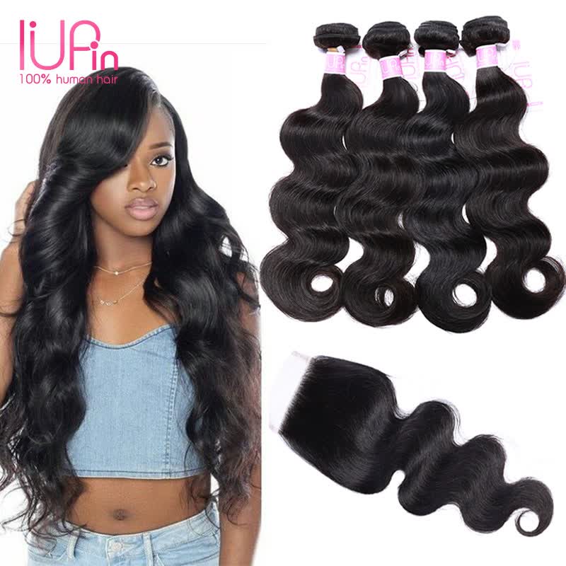 Shop Brazilian Hair With Closure 4 Bundles Human Hair Extension