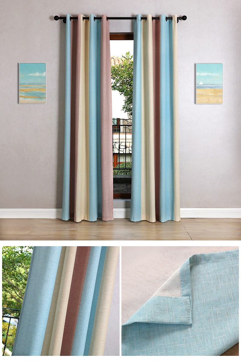 Shop Hot Sale Three Color Striped Printed Window Curtains For