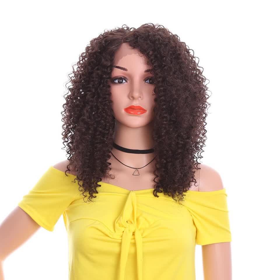 Shop Yyong Kanekalon Long Afro Kinky Curly Weave Medium Brown
