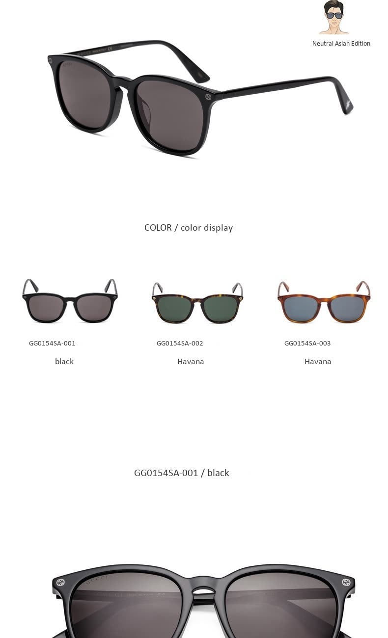 Gucci GG0154SA Sunglasses 002 Havana 